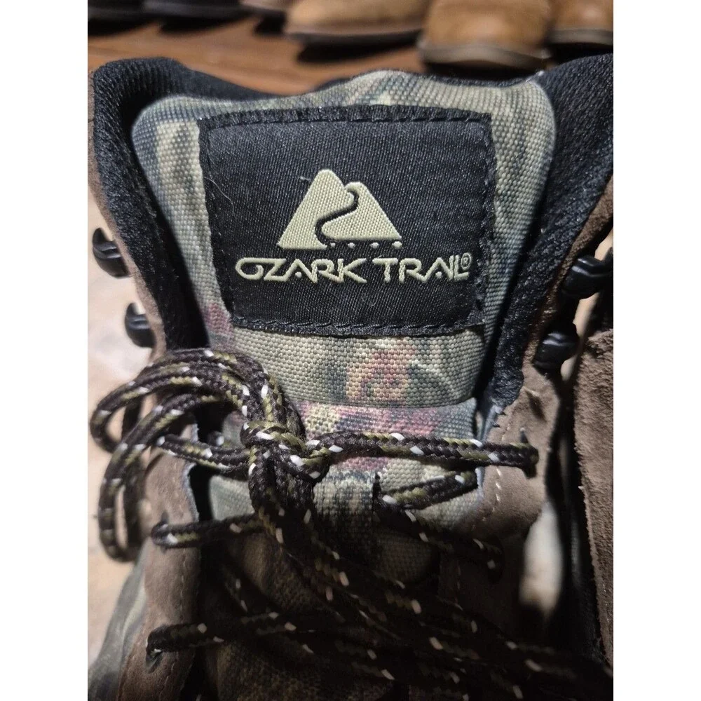 Ozark Trail Mens Hiking Boots Size 11 Waterproof Brown Camouflaged Camo Lace up